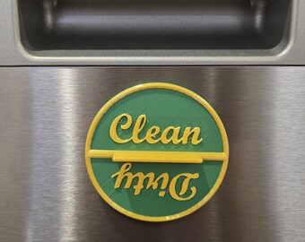 A magnetic dishwasher sign showing clean and dirty