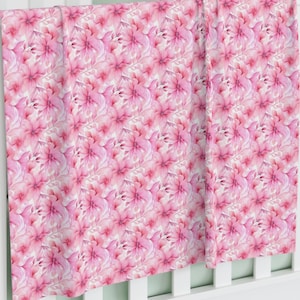 Coquette Summer Floral Fabric, Boho Floral Pattern, Watercolor Pink Flowers, Combed Cotton Prima, Blue Flowers, Linen Fabric By The Yard,