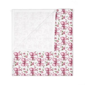 Coquette Bow Summer Fabric, Pink Bows Boho Pattern, Watercolor Pink Bow, Cotton Fabric, Linen Fabric By The Yard, Pink Coquette Material