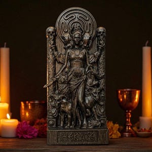 Black Hecate Statue, Black Greek Goddess Figure, Greek Goddess Hecate, Carved Greek figurine, Greek Mythology, Greek Altar, Pagan Gift