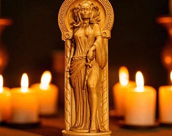 Medusa Statue, Medusa Gorgon Greek Goddess, Greek Mythology Goddess, Wooden Pagan Figurine, Occult Decor, Altar Statue, Custom Greek Statue