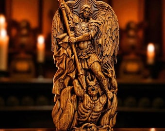 真鍮製大天使聖ミカエル像、キリスト教の家守り、家の装飾のお守り