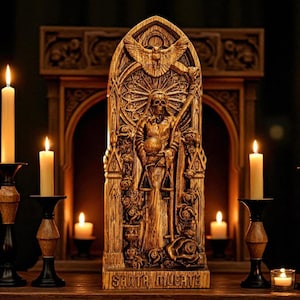 Santa Muerte Statue, Heilige Totenfigur, Göttin des Todes, Mexikanische Totenstatue, Santa Muerte geschnitzte Figur, Heidnische Göttinnenstatue