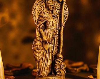 Estatua de Hel, figura de la diosa nórdica Hel, diosa de la muerte, figura nórdica, estatua vikinga, figura de altar, regalo vikingo, regalo para amantes nórdicos