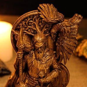Wooden Odin figurine