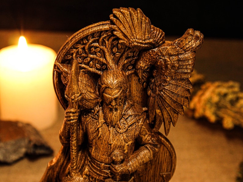 Wooden Odin figurine
