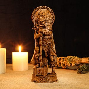 Thor Statue, Norse God Thor, Wooden Thor, Viking Statue, Norse Mythology, Asatru Altar, Norse God Figure, Pagan Home Decor, Pagan Altar