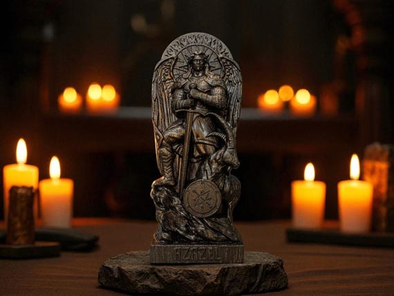 AZAZEL ブラックメタル　blackl Black Azazel Statue, Black Fallen Angel Statue, Azazel Goetia