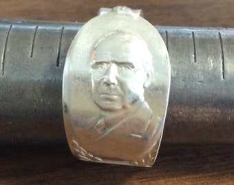 Warren G Harding - Upcycled Vintage Presidential Spoon Ring Size 8 3/4