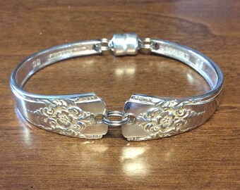 AVALON - Upcycled Art Nouveau Floral Silverware Bracelet  SIZE S