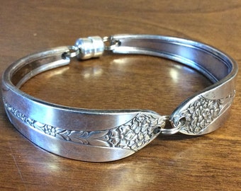 Emergence - Upcycled Art Nouveau Floral Silverware Bracelet SIZE M