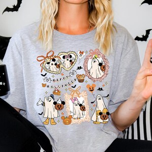 Mickey And Friends Ghost Happy Halloween Shirt, Disney Halloween 2025 Shirt, Disney Ghost and Pumpkins Shirt, Disney Halloween Coquette Tee