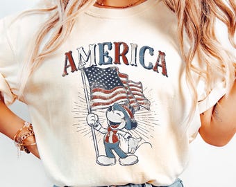 Mickey USA Flag Shirt, 4th Of July Shirt, American Flag Shirt, Disney Tee, Independence Shirt, Patriotic Disney Tee, Retro Mickey America