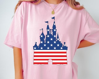 Disney Castle American Flag, 4th of July Disney T-Shirt, 4th of July Shirt, Disney Castle Shirt, 4th of july Disney Trip, Disney Trip Gift