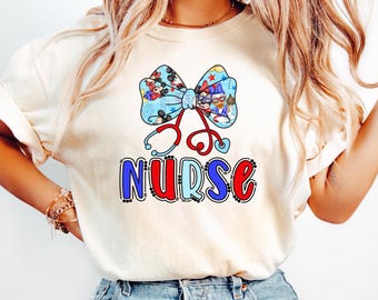 Coquette Bows Disney Nurse Shirt, Disney Pediatric Nurse Shirt, Disney Characters Nurse Shirt, Nurse Trip Gift, Mickey & Nurse Shirt