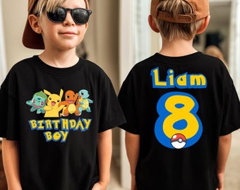 Pokemon Birthday Shirt, Custom Name Pokemon Shirt, Pokemon, Personalized Pokemon Birthday, Pokemon tee, Gift for Kids, Pikachu Shirt