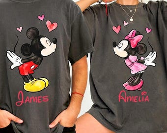 Personalized Lover Mickey and Minnie Shirt, Valentine Gift Shirt, Disney Couple Matching, Disney Lover Valentines Day Gift, Women Valentine