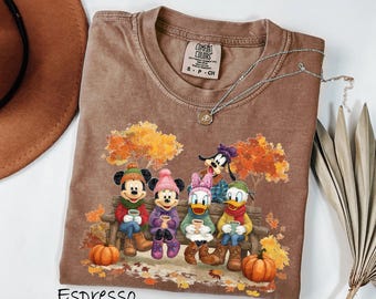 Comfort Colors® Mickey Minnie Fall Shirt, Fall Disney Shirt, Mickey Autumn Tee, Disney Halloween Party Tee, Disney Fall, Pumpkin Sweatshirt