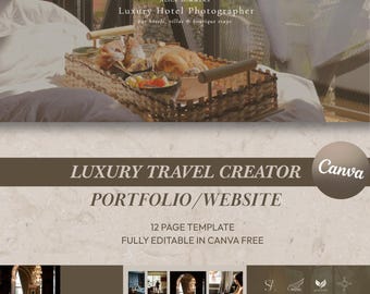 Luxury Travel Creator Portfolio Website Canva Template