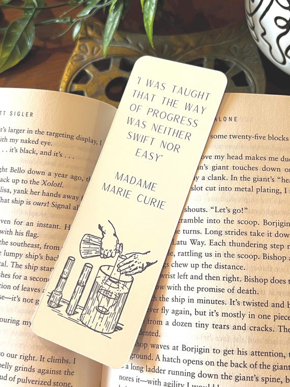 Marie Curie Quote Bookmark – Inspirational Gift for Women, Science Lover Bookmark, Feminist Bookish Accessory