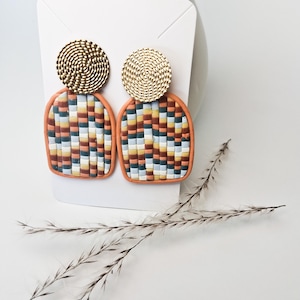 Gold handmade patchwork boho satement earring set, girl, wedding, custom gift for her for special occasion, mom spring style,art accessories