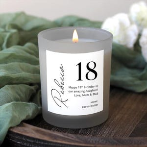 18th Birthday Soy Wax Candle Personalised Name