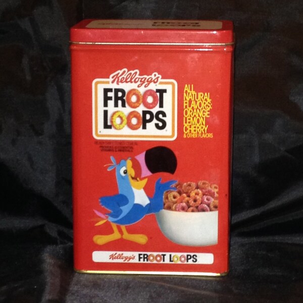 Vintage Froot Loops Tin Box circa 1984, Collector's Item, Advertising Promo, Storage Tin, Kitschy Home Decor, Good Condition with Lid