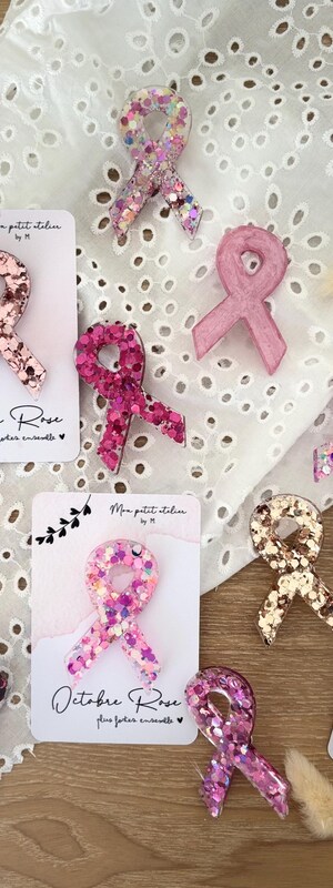 Pin's Ruban Rose - Broche Cancer Du Sein - Octobre Rose - Disponible En 3 Tailles