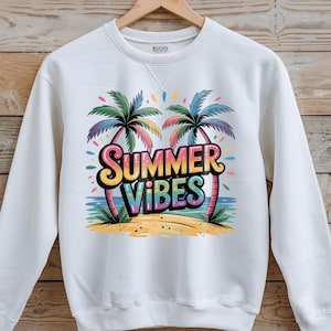 Summer Vibes Png, Sublimation Design, Colorful Summer Clipart, Beach Digital Image, Tropical Png, T-Shirt Design, Cute Summer Shirt Png