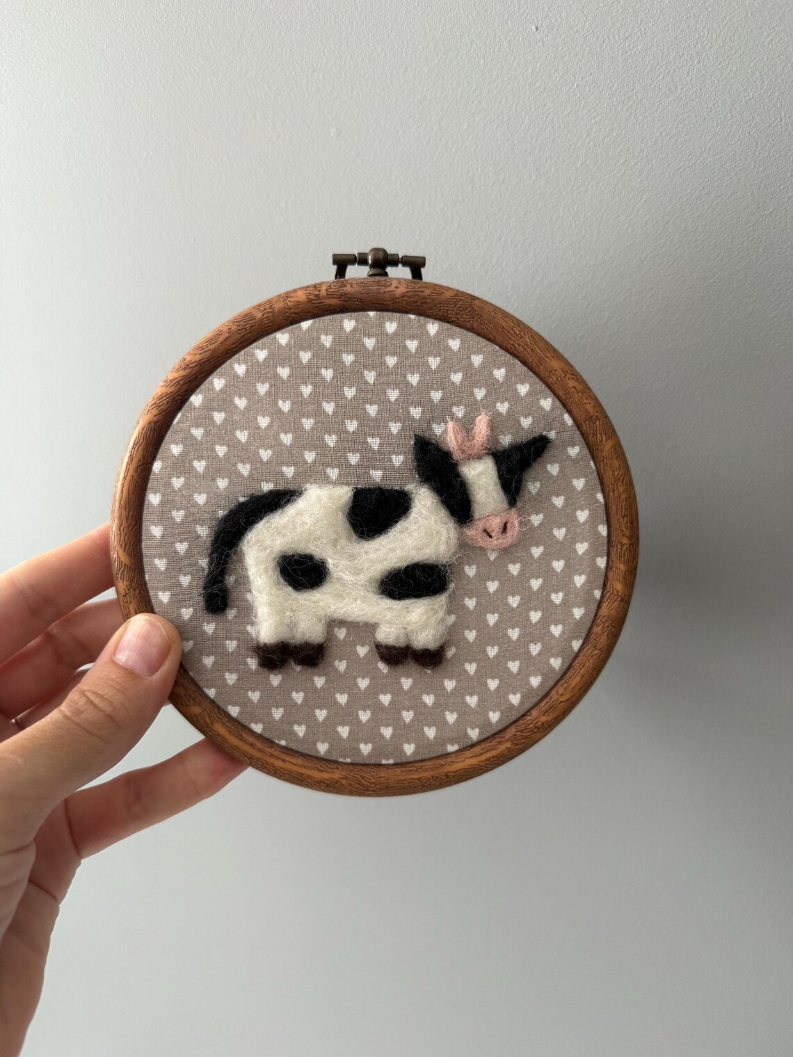 Needle Felted Farm Animal Nursery Decor: Handmade Embroidery Hoop Art ...