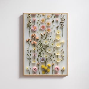 Pressed Flower Digital Art Print: Pastel Botanical Home Decor (Digital Download)