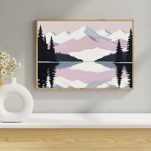 Minimalist Mountain Landscape - Pastel Gouache Digital Print - Instant Artwork for Modern Home Decor