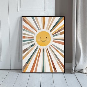 Sun Playroom Poster, Watercolor Sun Print, Watercolor Nursery Decor, Nursery Wall Art, Sun Wall Art, Girls Room Decor, Digital Download