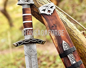 Hand Forged Damascus Steel Viking Sword, Custom Handmade Damascus Steel Sword, Medieval Sword, Viking Sword, Best Anniversary Gift For Him