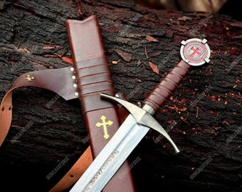 Handmade Knights Templar Accolades Sword Replica: High Carbon Steel, Medieval Cosplay Prop