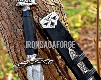 Hand Forged Damascus Steel Viking Sword, Medieval Northman Sword