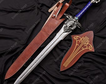 "Handgemachte 38""Königsgarderobe"" Replik einer Anduin Lothar Allianz, Lederscheide & Wandhalterung, Geschenk für Männer."