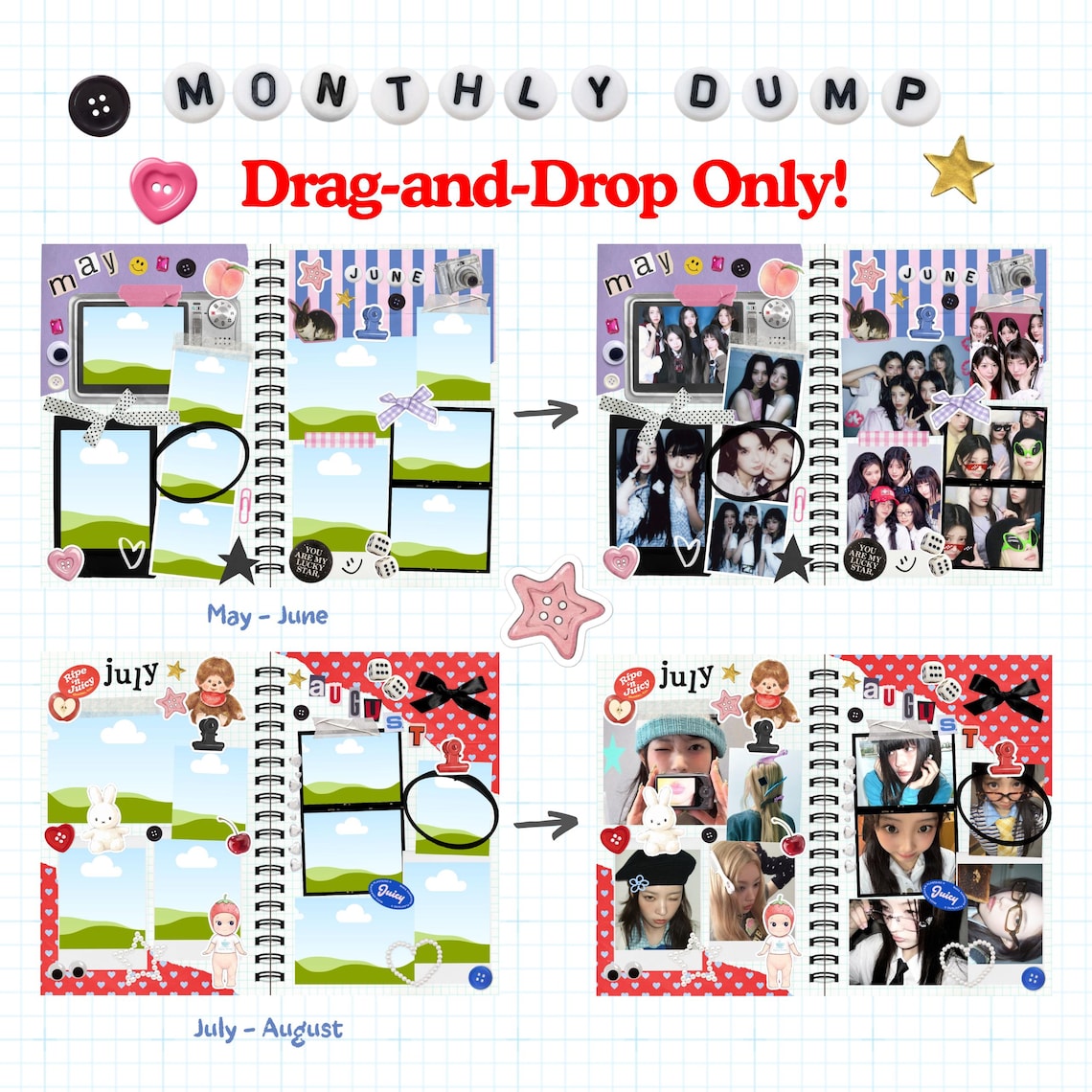 Monthly Dump Scrapbook Canva Template: Customizable Photo Collage ...