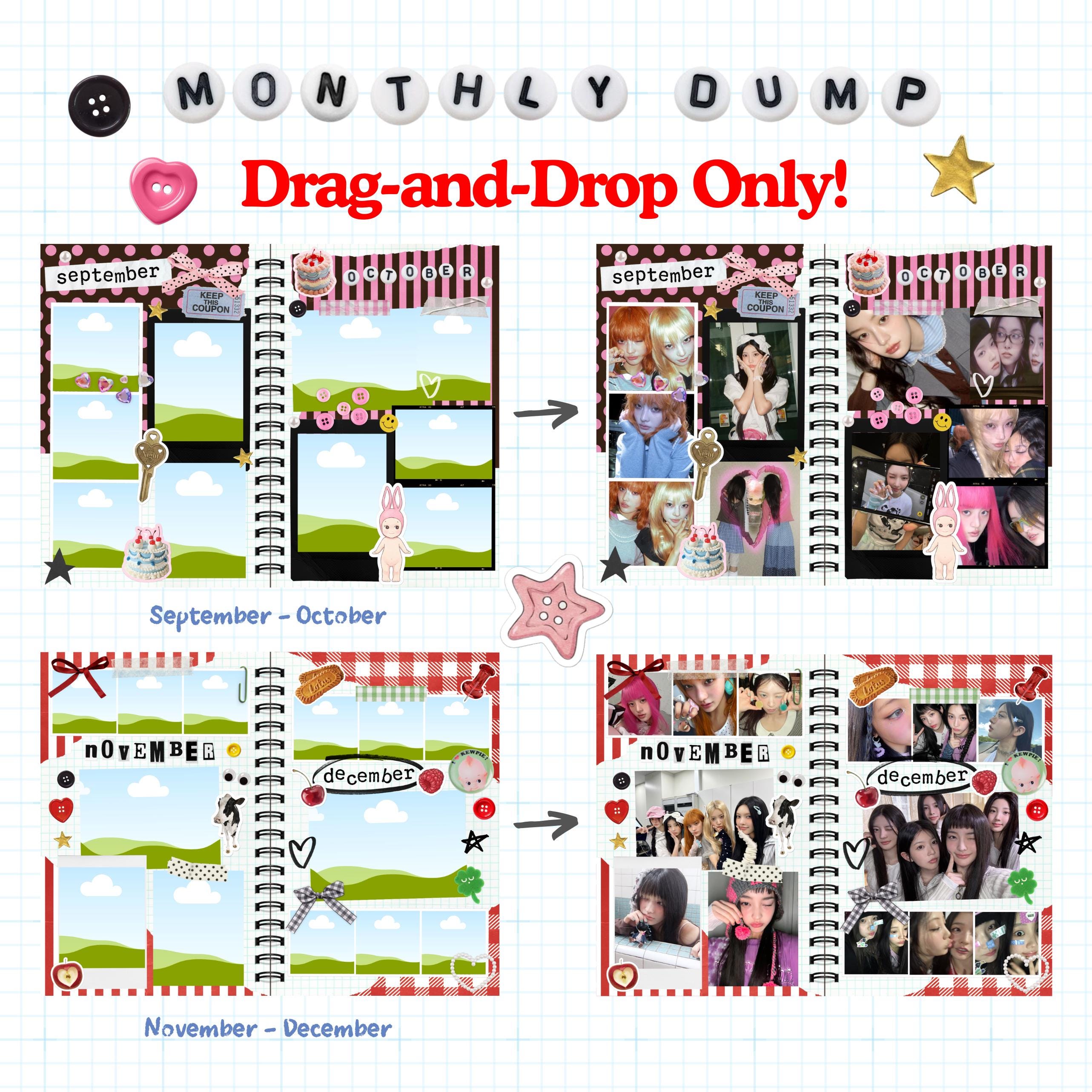 Monthly Dump Scrapbook Canva Template: Customizable Photo Collage ...