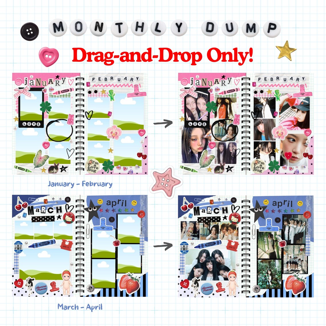Monthly Dump Scrapbook Canva Template: Customizable Photo Collage ...