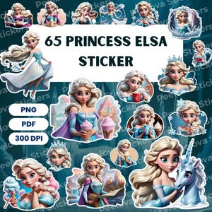 65 Princess Elsa Stickers, Printable Stickers, Elsa Stickers, Cute PNG Stickers, Girl Stickers, High Quality Stickers, Digital Download