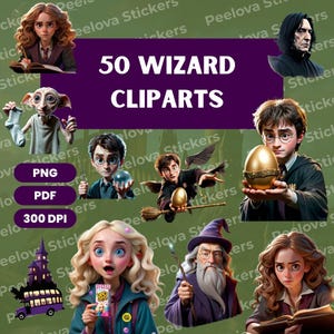 50 Wizard Cliparts, Digital Download, Wizard Clipart, High Quality Clipart, Clipart PNG, Wizard Pack, Printable Clipart, Witchcraft Clipart