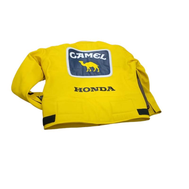 ★HONDA ホンダ ライダースジャケット　キャメルM★ Yellow Motorcycle Honda Camel Racing Jacket | Pure Cowhide Leather