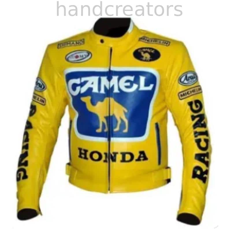 ★HONDA ホンダ ライダースジャケット　キャメルM★ Yellow Motorcycle Honda Camel Racing Jacket | Pure Cowhide Leather