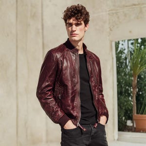 Vintage Leather Jacket Burgundy - Etsy