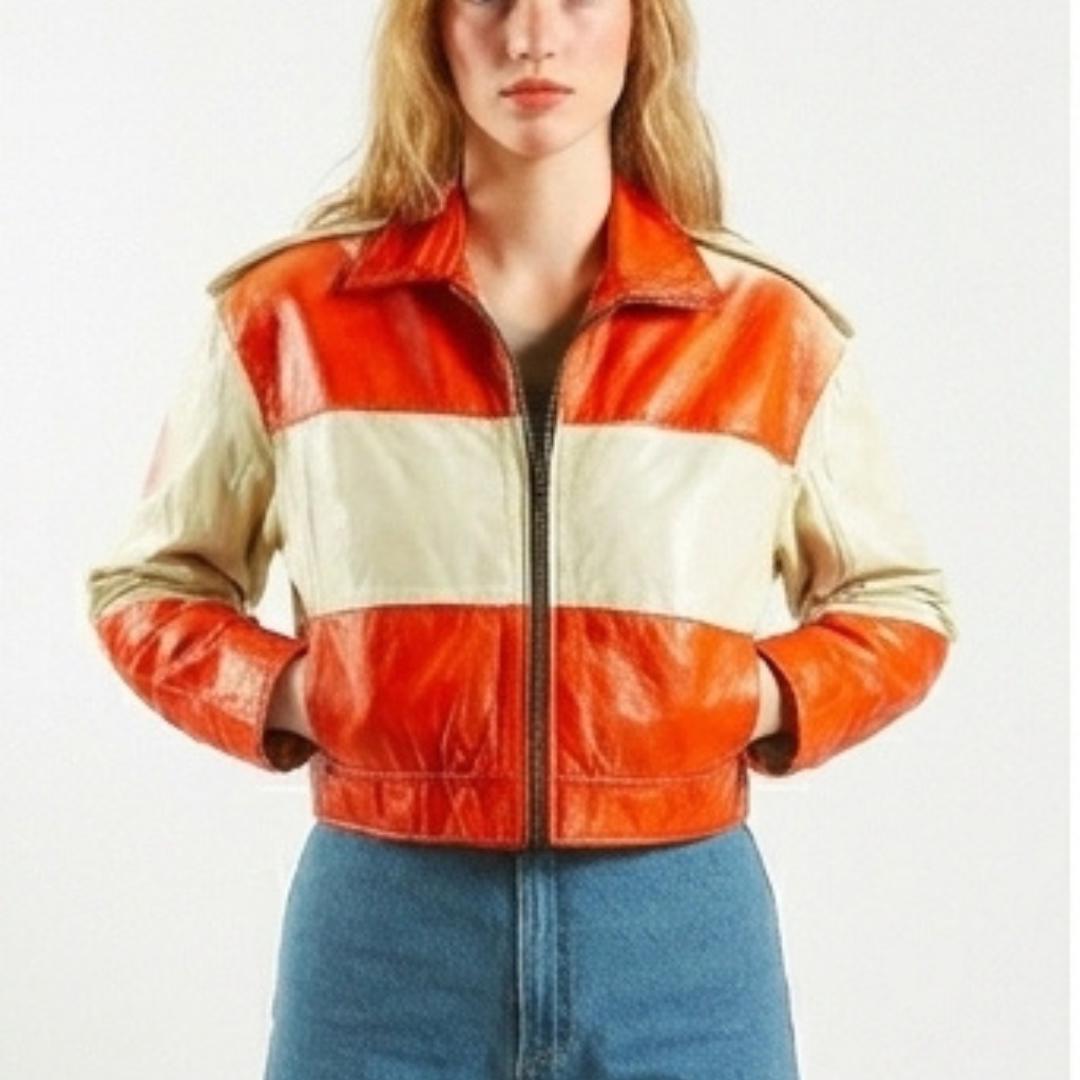 80s White Leather Jacket - Etsy