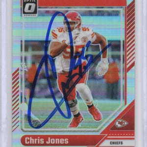 Handsignierte Chris Jones Fußballkarte Signiert Kansas City Chiefs SB Champs
