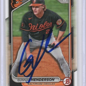 Carta da baseball autografata di Gunnar Henderson firmata dagli Orioles