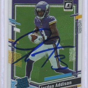 Handsignierte Jordan Addison Football Karte und Signed Minnesota Vikings