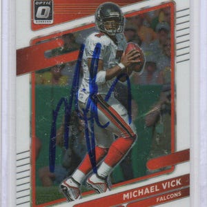 Handsignierte Michael Vick Football Karte vonAtlankaFalcons